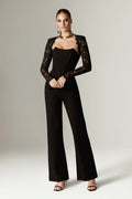 Combinaison corset en dentelle guipure Marisol (noir)