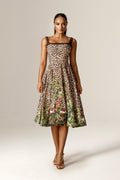 Robe midi fluide en coton-lin Rouldine (imprimé léopard sauvage)
