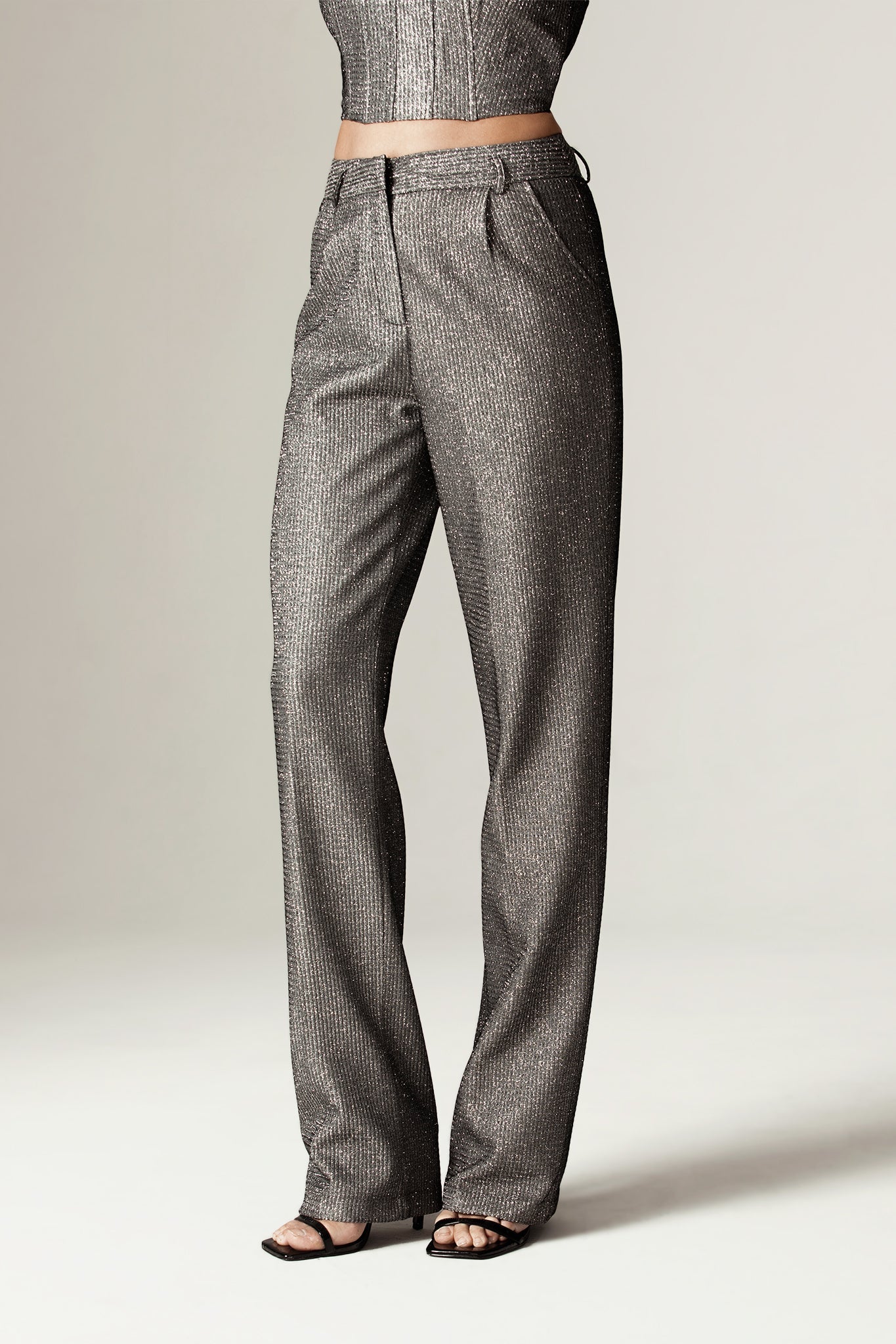 Pantalon métallisé effet titane Donna (anthracite métallisé)