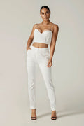 Pantalon droit tailleur Cleo (blanc cassé)