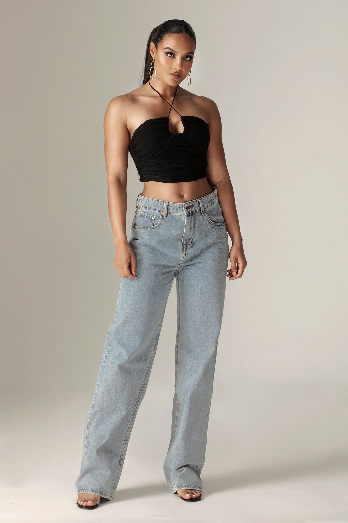 Jean taille haute coupe vintage Joselyn (délavage clair)