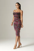 Robe midi florale froncée Toira (imprimé)