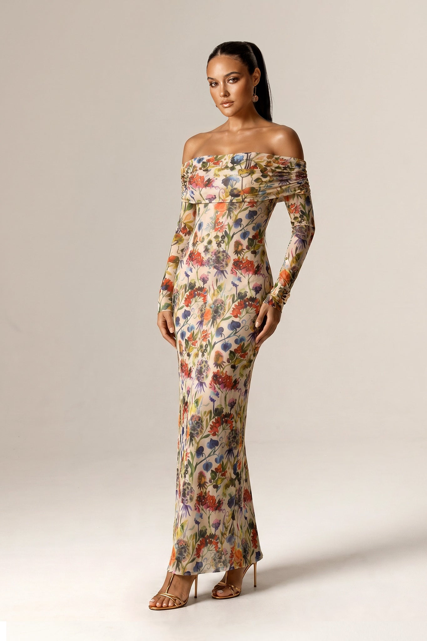 Robe longue épaules dénudées en tulle Patricia (Muse du jardin)