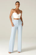 Pantalon Niaz taille haute à jambes larges (bleu ciel)