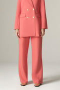 Pantalon Niaz taille haute à jambes larges (rose poudré)