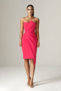 Robe midi corset en crêpe Eliana (fuchsia)